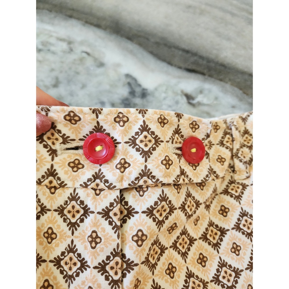 Talbots Petites 12P Geometric Medallion Cropped Pants Tan Brown Stretch Cotton - Picture 4 of 9